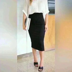 Italtempo Wool Fitted Midi Pencil Skirt Made in  Italy with Side Slit Size Small